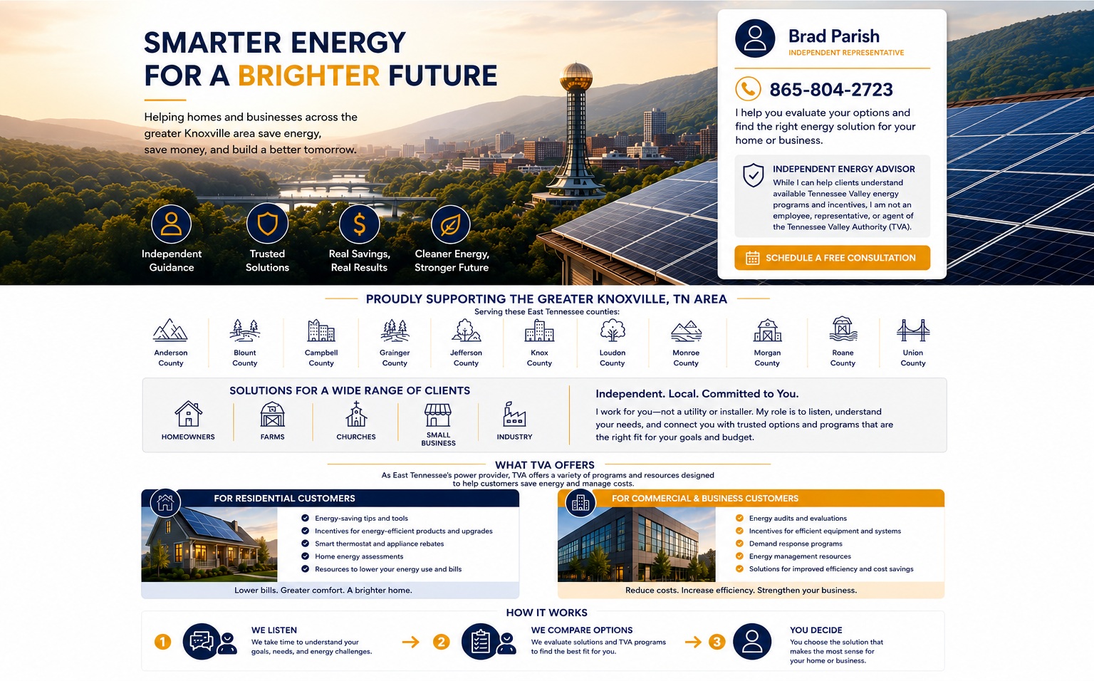 Solarinergy energy guidance overview for homes and businesses across greater Knoxville and East Tennessee